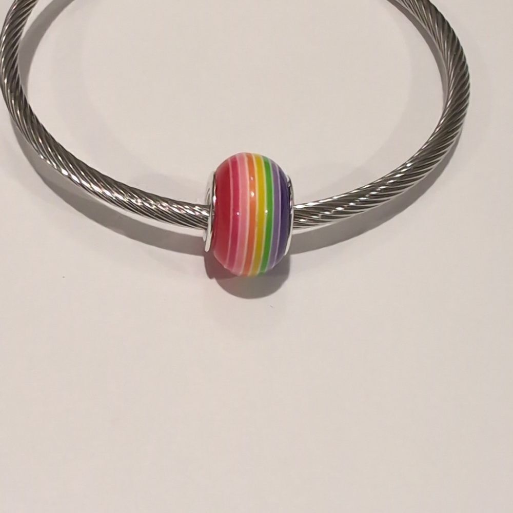 Silver‎ Red Rainbow Charm for Pandora Style Bracelet